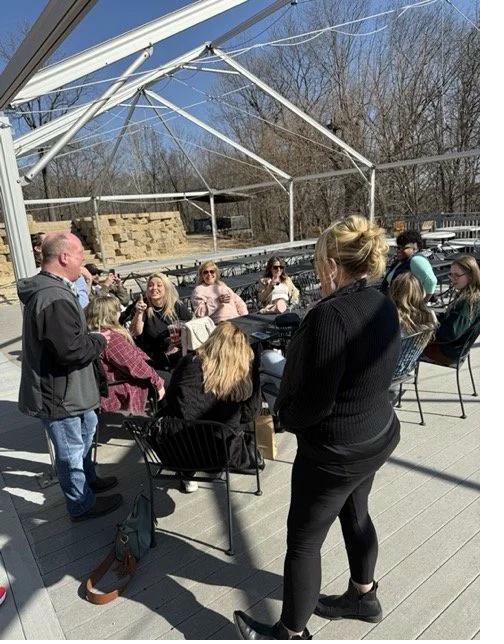 Hotel patio gathering